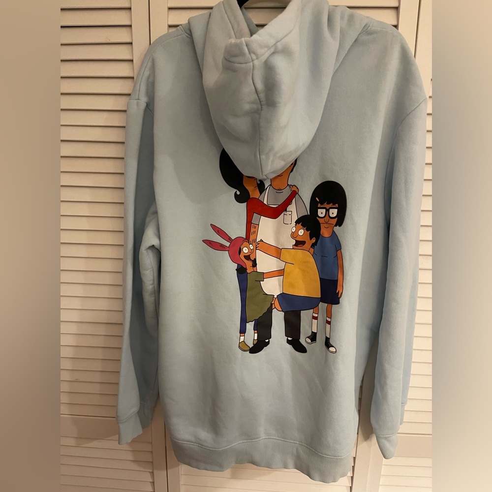 H&M Light Blue Hoodie with Graphic Print of Bobs Burgers - Picture 4 of 7